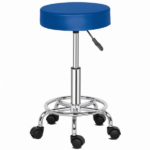 Professional Salon Stool with Spider Base - 8cm Thick Molded Foam, Semi-PU Leather, SGS Certified Gas Lift, 150kg Capacity, Nylon Casters (Blue) - Image 4