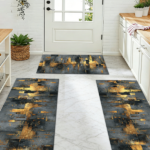 Three-piece kitchen rug set, non-slip and washable, abstract pattern kitchen hallway rug, soft and comfortable, suitable for sinks, floors, entrances, hallways and bathrooms. - Image 11