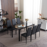 4pcs Elegant Assembled Stripping Texture High Backrest Dining Chairs Black Replace encoding 13028198-18410366 - Image 59