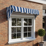 4' Window Door Awning Sun Shade Canopy Outdoor Patio Cover, Blue & White Stripes - Image 6