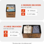 8 Drawers Fabric Cabinet Metal Frame Wide Wood Top Storage Tower TV Stand Clothes Organizer for Bedroom Living Room,Rust Brown - Image 3