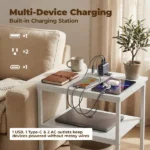 Bedside Table Charging Station Nightstand with USB/C Ports, Adjustable Drawers, 3-Tier Storage Shelf (Shipment from Walmart) - Image 5
