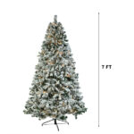 7 FT Pre-lit Snow Flocked Christmas Tree, Artificial Hinged Xmas Pine Tree with 1000 Branch Tips, 400 Lights and Remote Control for Holiday Party Office Home, Snowy Green - Image 3
