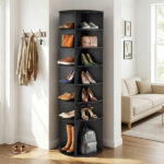 7-tier, 360° rotating wood-plastic composite shoe rack, 60*60*184cm, black - Image 14