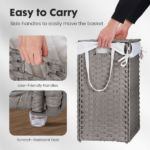 110L Laundry Hamper with Lid, Laundry Basket with Removable Liner for Bathroom Bedroom Gray (Shipment from Walmart) - Image 5