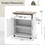 41.5" Rolling Kitchen Island Cart with Storage, White Kitchen Cart with Drawer & Cabinet, Spice Rack & Towel Holder - Image 4