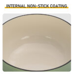 Cast iron 7.5QT cooking pot - Gradient green color - Includes two silicone gloves - Enamel pot - Image 9