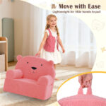 Bear-Shaped Kids Sofa, Teddy Fleece Foam Chair for Toddlers 3+, Portable Bear-Shaped Couch (Pink) - Image 7