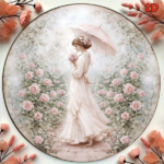 CIFbuy 1pc Victorian Lady & Roses Round Wall Plaque, "" Roses Round Wall Plaque, Wall Plaque, Vintage 2D Flat Frameless Hanging Plate TikTok, Temu Self-pickup Logilaics - Image 6