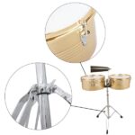 [Do Not Sell on Amazon] 13" & 14" Timbales Drum Set with Stand and Cowbell Golden - Image 20