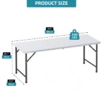 6FT Foldable Table, White Rectangular Portable Table with Carry Handle for Indoor Outdoor Picnic Party Camping(Shipment from Walmart) - Image 2