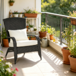 Cream White Outdoor All-Weather Rattan Fire Pit Chair with Soft Cushions Tall Curved Backrest for Garden Patio Furniture - Image 5