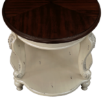 22'' Two Tone Round End Table,Solid Wood Sofa Side Table with Shelf,Living Room Corner Table Easy Assemble,Beige and Espresso Top - Image 6