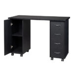 Double Edged Manicure Nail Table with Drawer Black - Image 19