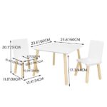 Kids Table and 2 Chairs Set, 3 Pieces Toddler Table and Chair Set, Wooden Activity Play Table Set (White) - Image 5