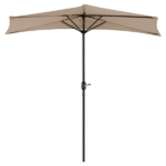 9FT Outdoor Half Patio Umbrella - Balcony Furniture, Beige - Image 2