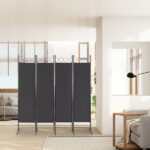 5.74FT 4-Fold Top With Shape 160g Polyester Cloth Plastic Feet Carbon Steel Frame Foldable Screen Black - Image 7