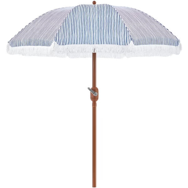 9Ft Garden Patio Umbrella with Crank Operating Mechanism, Blue/White