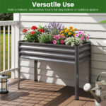 44" Elevated Raised Garden Bed with Drainage Holes, 32" Ergonomic Height Metal Planter - Gray - Image 2