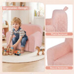 No-Assembly Kids Sofa, Soft Teddy Fleece Foam Couch with Carry Handle & Removable Washable Cover (Pink) - Image 8