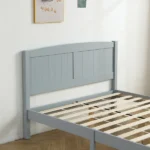 Full Single Bed Frame Vertical Striped Decorative Curved Headboard and Footboard Bed Frame Painted + Melamine Veneer & Pine + MDF Wood Bed 77.8*56.54*37.8in Grey - Image 14