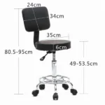 Adjustable Salon Stool with Back, 360° Swivel Round Beauty Stool, Height 19-25 Inch, Black (Shipment from Walmart) - Image 2