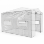 8*12ft Plastic Sprayed Iron Pipe PE Mesh Foldable Greenhouse Shed White - Image 5