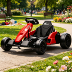 Red 24V Electric Go Kart — Dual 150W Motors, Adjustable Seat, 11.2MPH High Speed, Slow Start, 5-Point Safety Harness - Image 5