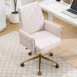 Mid-back liftable office chair, striped fabric, and ergonomically designed, is an excellent choice for working, studying or relaxing. The mid-back design provides a better sitting experience,White - Image 7