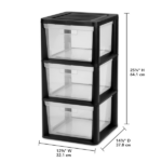 3 Drawer Tower, Plastic Storage Organizer with Removable Clear Bins, Easy to Assemble - No Tools Needed, Black (Shipment from Walmart) - Image 2