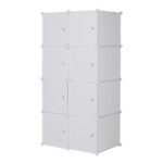 8 Cube Organizer Stackable Plastic Cube Storage Shelves Design Multifunctional Modular Closet Cabinet with Hanging Rod White - Image 7