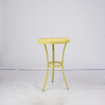 Outdoor Round Side Table, Small Metal Table Patio End Table Coffee Bistro Table for Indoor Outdoor, Light Yellow - Image 8