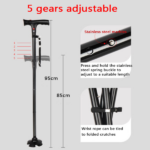 Camping Hiking Walking Stick 5-Level Height Adjustable Folding Walking Cane with LED Light And Alarm(US Logistics only For USPS.TK/TMEU only For self-pickup)(Platform policies vary; relevant qualifications are attached via link, please do not list products without required qualifications) - Image 2