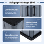 23.5 Cu.ft Outdoor Storage Shed with Lockable Door, PP HDPE Horizontal Garden Tool Cabinet - Gray - Image 7