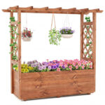 Natural Pine Wood Raised Garden Bed, 100% Solid Pine Construction & Hanging Roof Design - Image 2