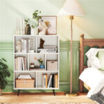 7 Cube Bookcase 3-Tier Modern Storage Organizer with 4 Metal Legs Bookshelves - Image 9