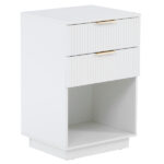 White P2 Density Board Wavy Pattern Drawer Front Two-Drawer Bedside Cabinet - Image 13