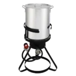 13*32inch Four-Piece Set, Black Round Iron Stove Frame, Silver Aluminum 30qt Turkey Pot 10qt Fish Pot, Gas Fryer - Image 5