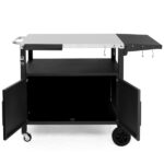 Outdoor Grill Cart with Storage, Rolling Bar Cart Movable Kitchen Island for BBQ, Patio Dining Cart Table for Food Prep with Wheels Hooks Foldable Top - Image 26