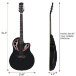 41 inch Cutawary Round Back Acoustic Guitar Spruce Top Grape Hole Black - Image 7