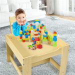 2-in-1 Kids Activity Table and Chairs Set, Double-Sided Whiteboard & Blackboard, with Hidden Storage, Certified Non-Toxic MDF, Perfect Gift for 3-7 Years Old (Natural) - Image 11