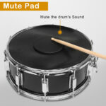 14 x 5.5in Snare Drum Set with Drumstick Holder, Snare Drum Bag, Strap, Mute Pad & Drum Stick for Beginner Student Black - Image 4