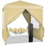6.5X6.5FT Two Doors & Two Windows Practical Waterproof Right-Angle Folding Tent Khaki Color - Image 2