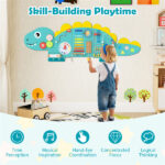 11-in-1 Dinosaur Activity Wall Busy Board Panels-- Wooden Sensory Toy-Green - Image 11
