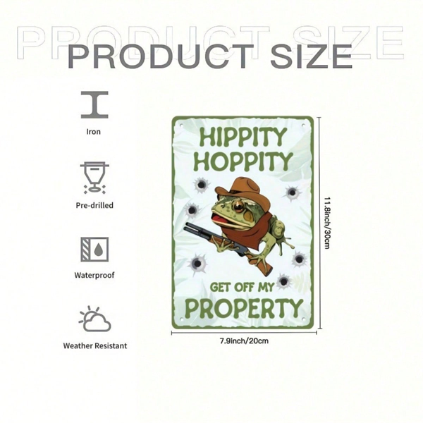 CIFbuy Hippity Hoppity Get Off My Property Frog Tin Sign, Sign, Retro Funny Metal Plaque, 8x12 Inch Unframed Wall Door Decor, Unframed Wall Door Decor, Vintage Farmhou My PikTok, My PikTok, ch Unframed Wall Door Decor Self- Rckup Logiophou