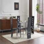 4pcs long backrest square hollow decoration PU leather dining chair round tube black cushion electroplating chair leg N201 Replace encoding13029118 - Image 13