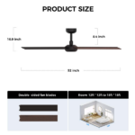52 inch Modern Ceiling Fan with Lights,Remote Control, 3 Plywood Blades,6-Speed,Dimmable, Noiseless Reversible DC Motor,Indoor/Outdoor Ceiling Fan for Living Room Bedroom patio, 3D-X3[Unable ship on weekends, TK/TEMU only for pickup, only TX10643 warehouse supports GOFO] - Image 2