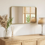 Anti-Fog Bathroom Wall Mirror – 24" x 36" Shatterproof Vanity Mirror with Rectangular Metal Frame, Gold (Shipment from Walmart)