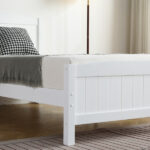 FCH Twin Pine Single-Layer Core Vertical Stripe Full-Board Curved Bed Head With The Same Bed Foot White Wooden Bed - Image 21