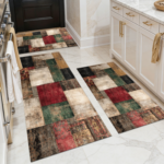 Three-piece kitchen rug set, non-slip and washable, abstract pattern kitchen hallway rug, soft and comfortable, suitable for sinks, floors, entrances, hallways and bathrooms. - Image 19